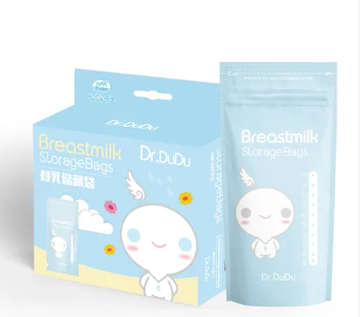 Özel Baskılı Plastik Stand Up Ambalaj Yeniden Kullanılabilir Pet / Pe BPA İçermeyen Anne Sütü Saklama Torbaları