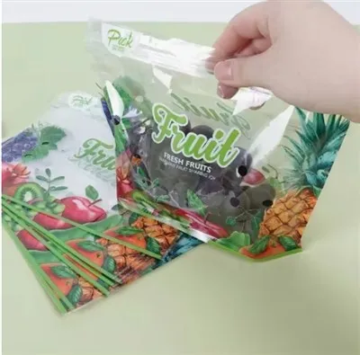 Toptan Yüksek Kaliteli Meyve Ve Sebze Saplı Ve Hava Delikli Ayakta Duran Çanta